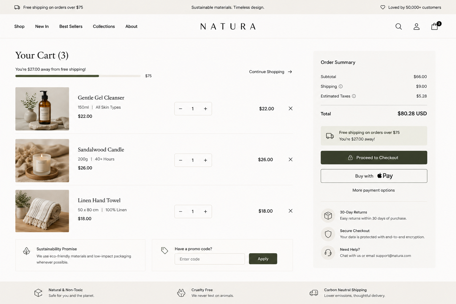 Natura shopping cart mockup