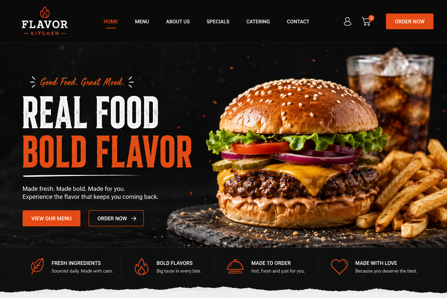 Savor House desktop homepage mockup