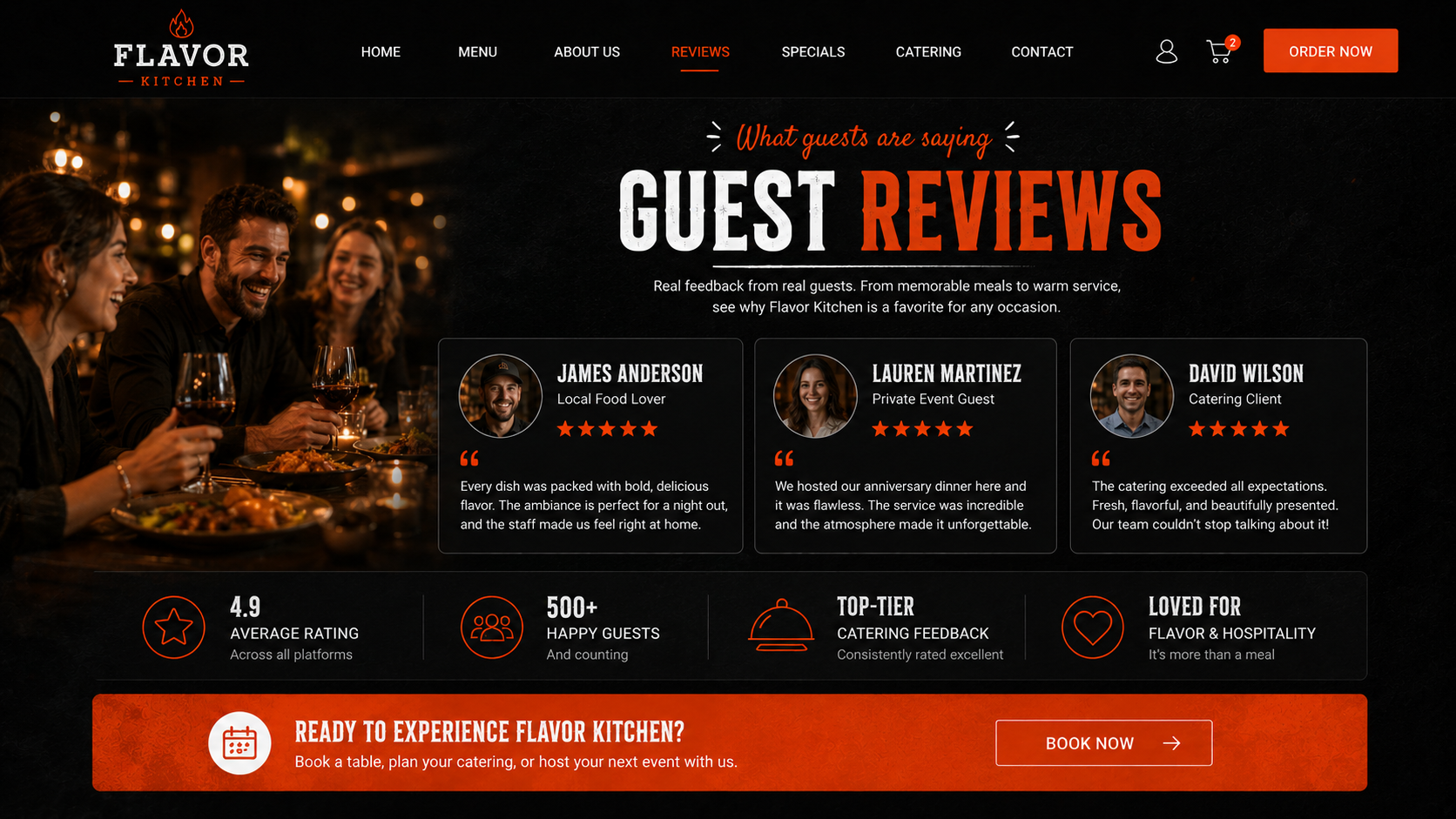 Savor House guest reviews and testimonials mockup