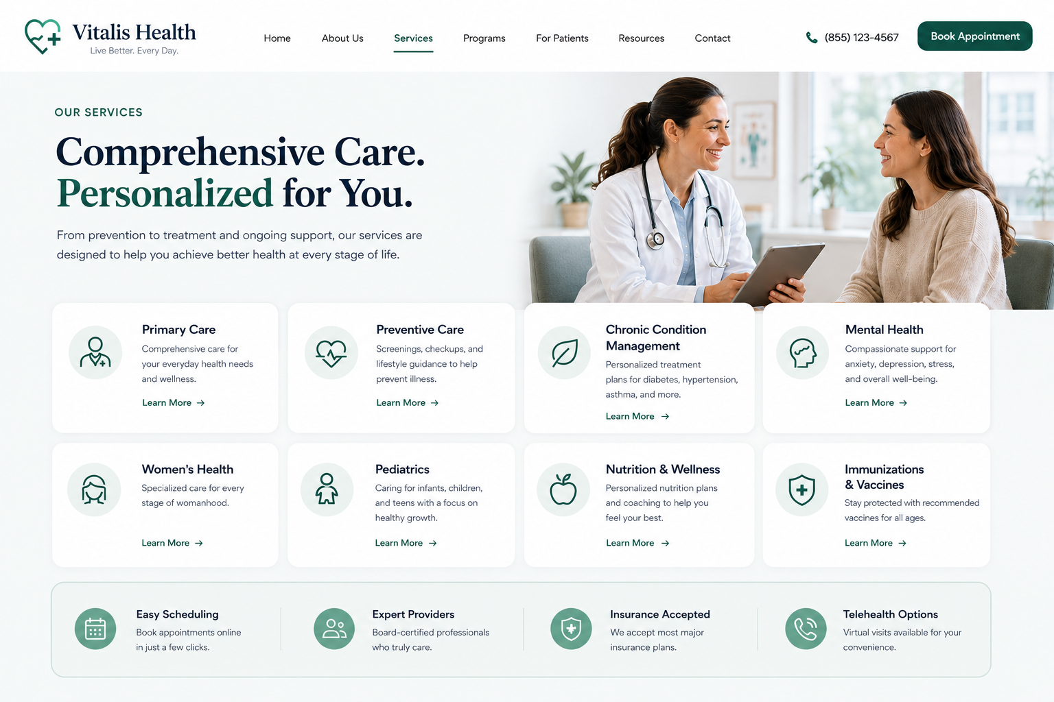 Vitalis Health healthcare services and wellness programs mockup