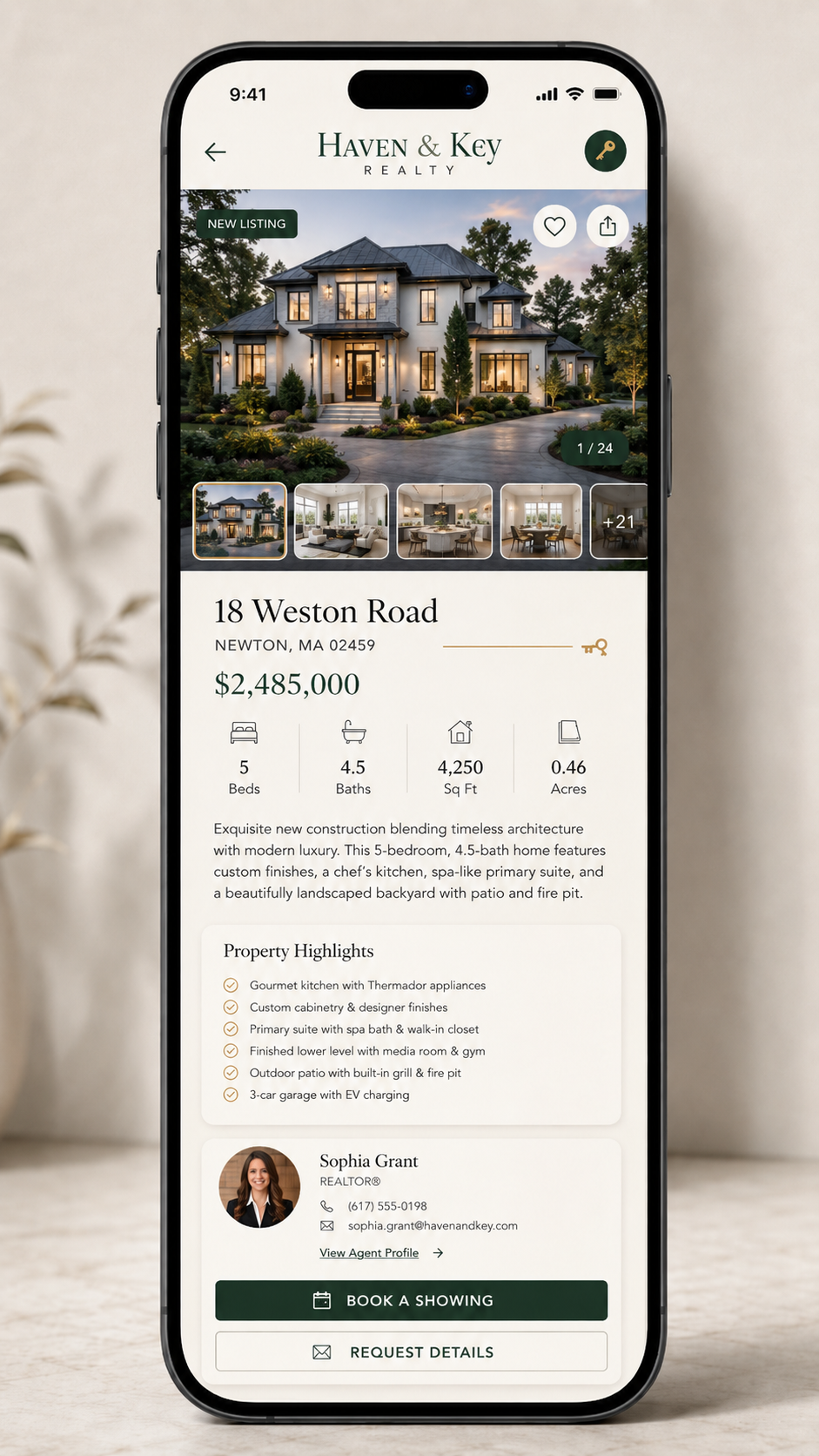 Haven & Key Realty mobile property detail page