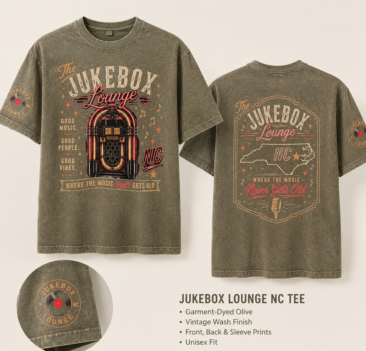 Bull City Made Jukebox Lounge tee mockup